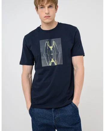 Tricou cu model grafic Creature, Albastru ultramarin