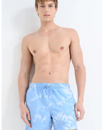 Pantaloni scurti de baie cu model tie-dye, Albastru pastel