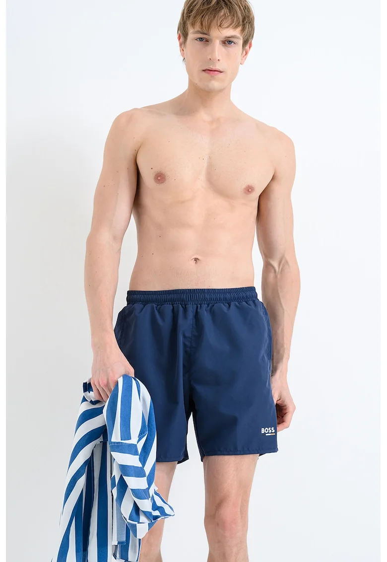 Pantaloni scurti de baie cu logo Swordfish, Bleumarin