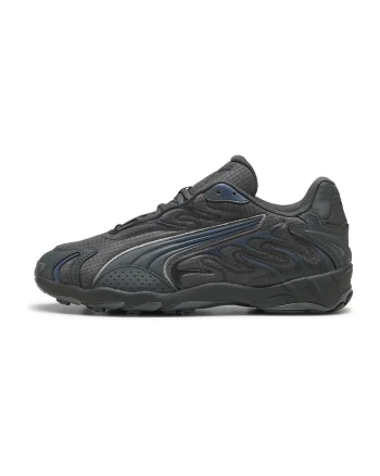 Pantofi sport din material textil cu insertii de piele ecologica, Negru/Albastru petrol