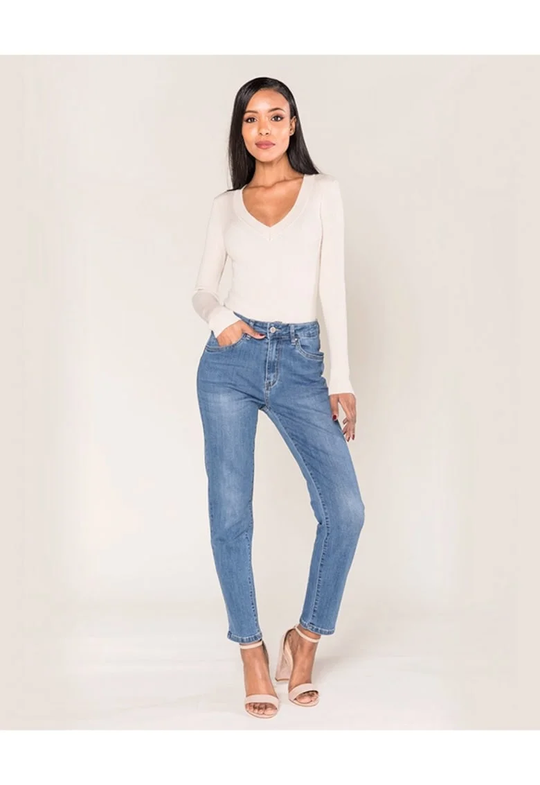 Blugi Dama albastri, Push-up Skinny  P076-5A M7 16819, Albastru