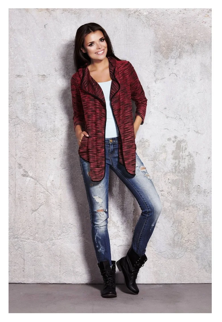 Cardigan Lejer,  Bordeaux, S-M, Textura Moale, Protectie Frig, Stil Coz, Purtare Zilnica, Aspect Sic, Libertate Miscare, Design Modern