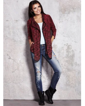 Cardigan Lejer,  Bordeaux, S-M, Textura Moale, Protectie Frig, Stil Coz, Purtare Zilnica, Aspect Sic, Libertate Miscare, Design Modern