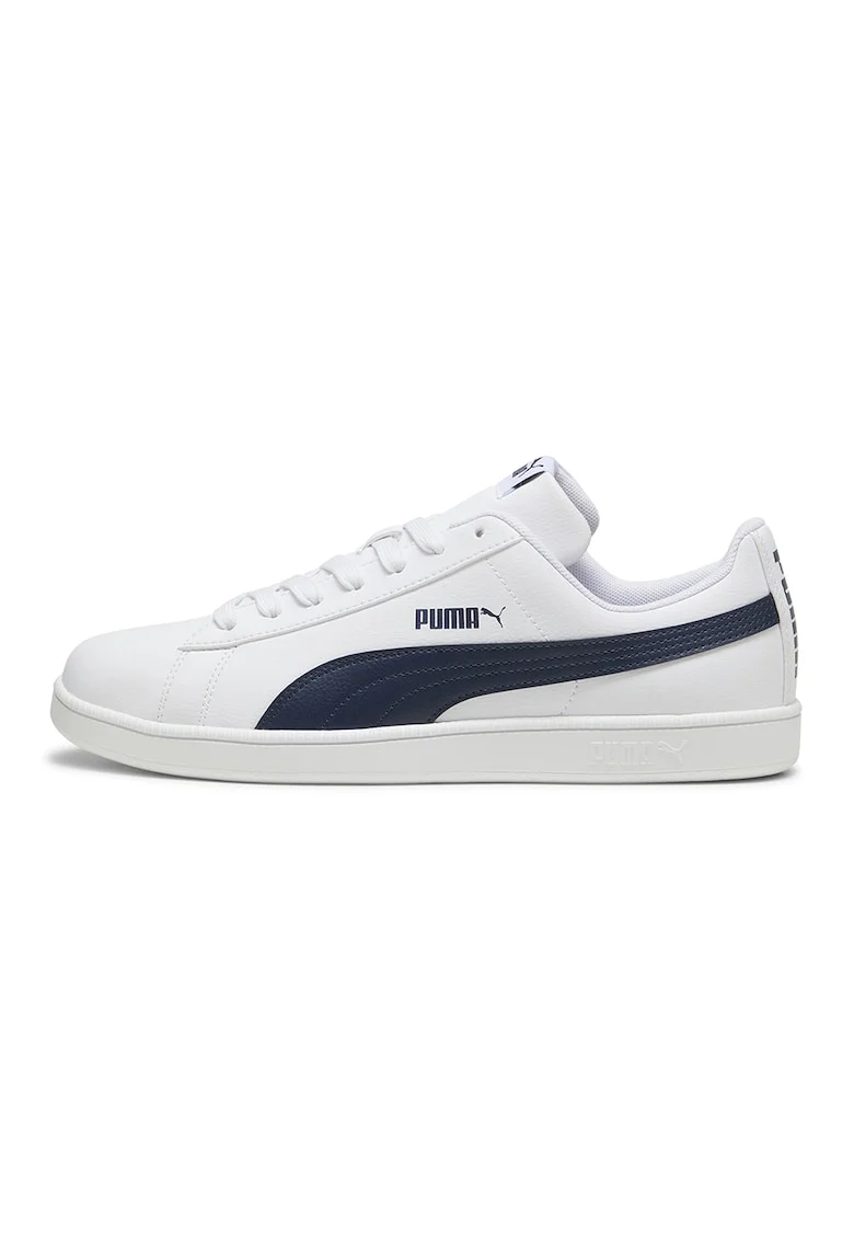 Pantofi sport de piele ecologica cu talpa plata, Albastru ultramarin/Alb optic
