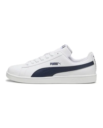 Pantofi sport de piele ecologica cu talpa plata, Albastru ultramarin/Alb optic