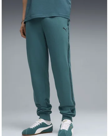 Pantaloni de trening relaxed fit cu benzi laterale logo, Verde persan