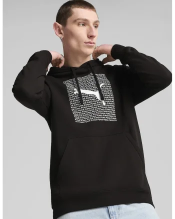 Hanorac regular fit cu imprimeu logo, Negru