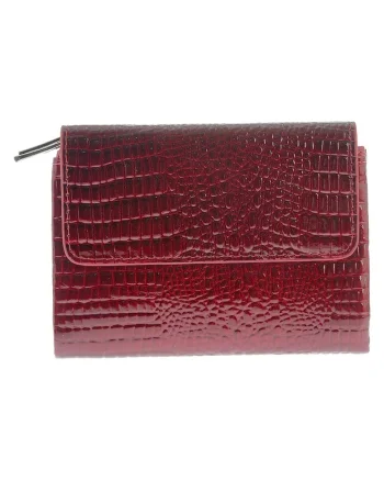Portofel rosu din piele cu model crocodil
