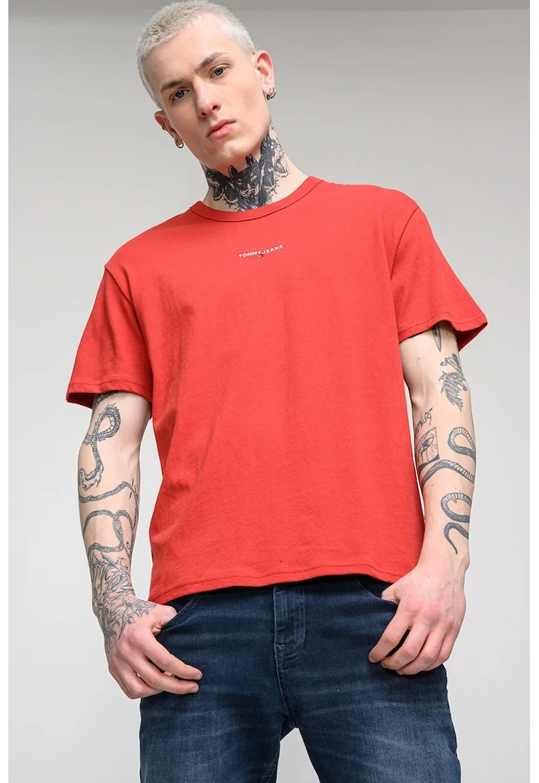 Tricou relaxed fit din bumbac, Caramiziu