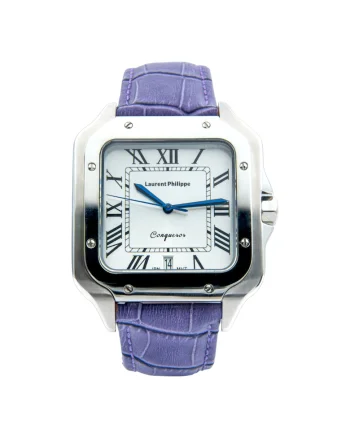 Ceas barbatesc  Conqueror Koh-I-Noor Orchidée Nocturne, cadran alb, curea piele naturala, mecanism quartz, inox