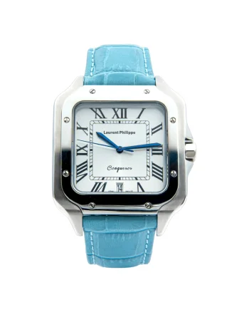 Ceas barbatesc  Conqueror Koh-I-Noor, cadran alb, curea piele naturala Icy Petal, mecanism quartz, inox