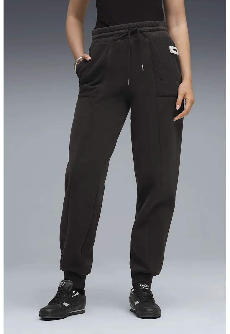 Pantaloni de trening cu talie inalta Comfort, Negru