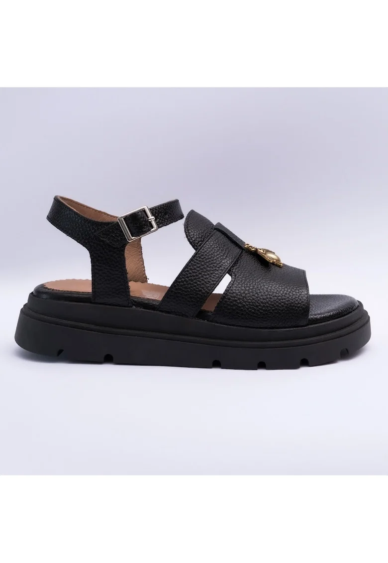 Sandale dama cu accesoriu, negru, Negru