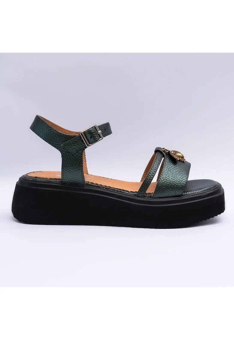 Sandale dama din piele, verzi, Verde