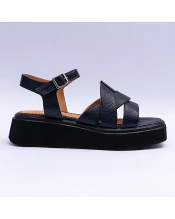 Sandale dama din piele cu barete, bleumarin, Bleumarin