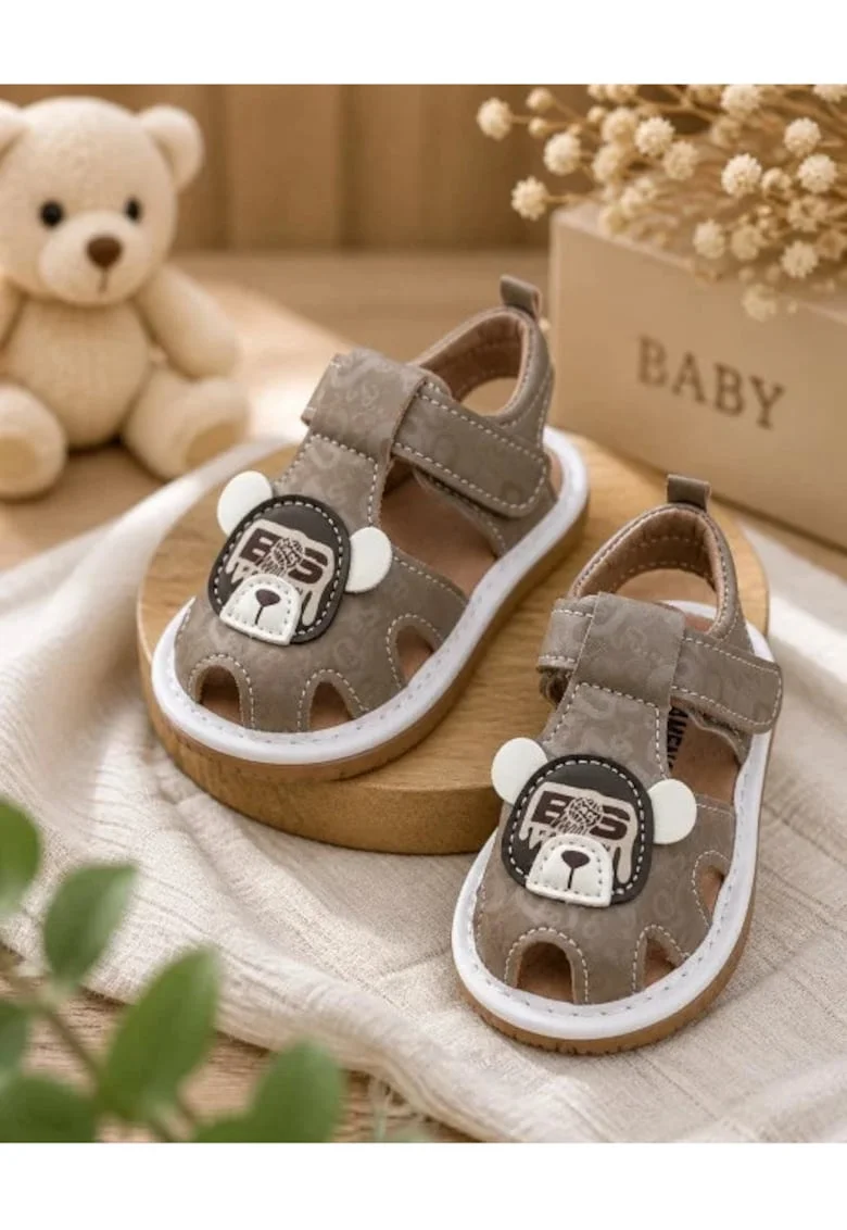 Sandalute cu piuitoare - Happy Cute Bear, Maro