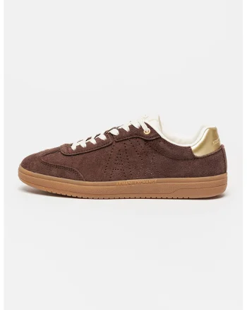 Pantofi sport low-cut de piele intoarsa, Maro inchis