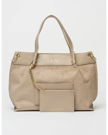Geanta shopper cu model si etui detasabil, Bej inchis