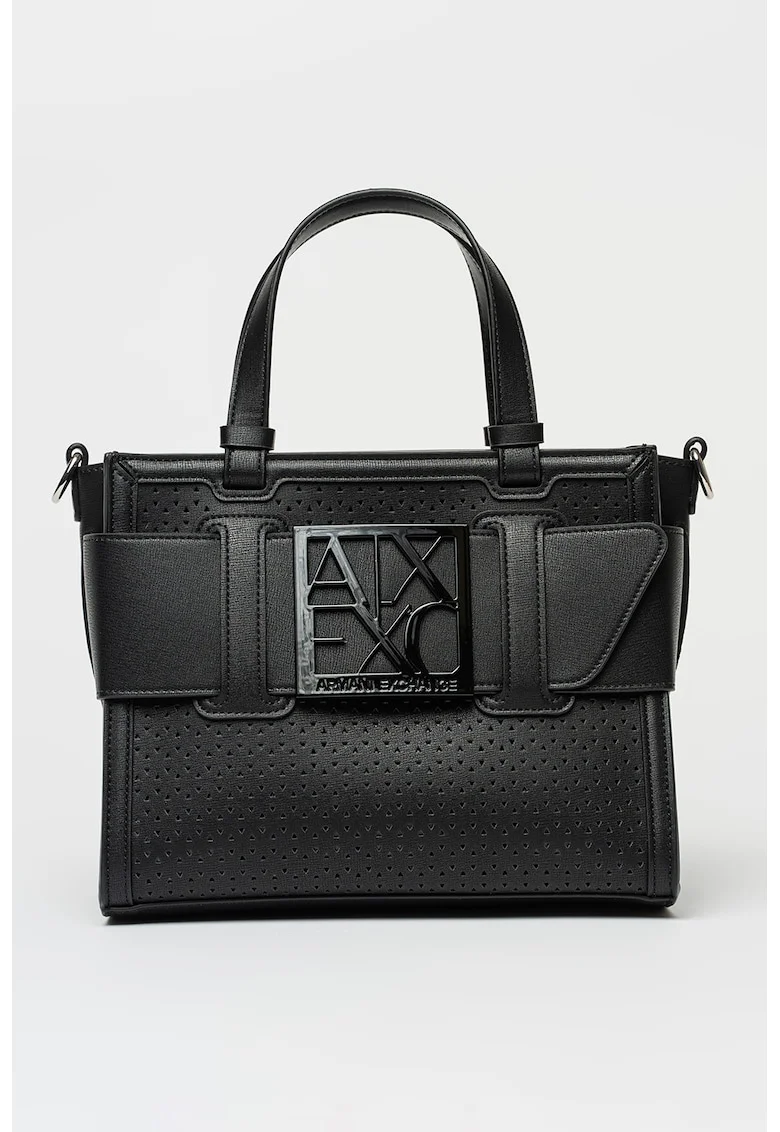 Geanta shopper din piele ecologica, Negru