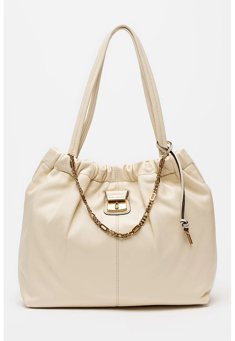Geanta tote din piele The Cristina, Alb fildes