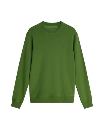 Bluza de trening cu croiala regular-fit si decolteu la baza gatului, Verde