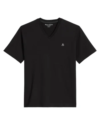 Tricou regular-fit cu decolteu in V, Negru