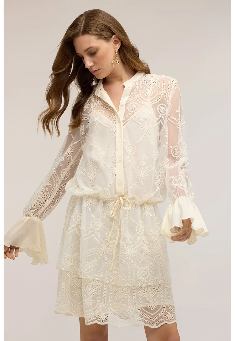 Rochie-camasa din dantela, Alb fildes