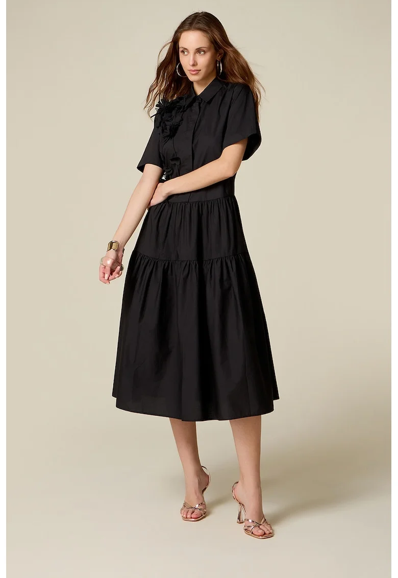 Rochie-camasa cu aplicatie 3D, Negru