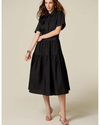 Rochie-camasa cu aplicatie 3D, Negru