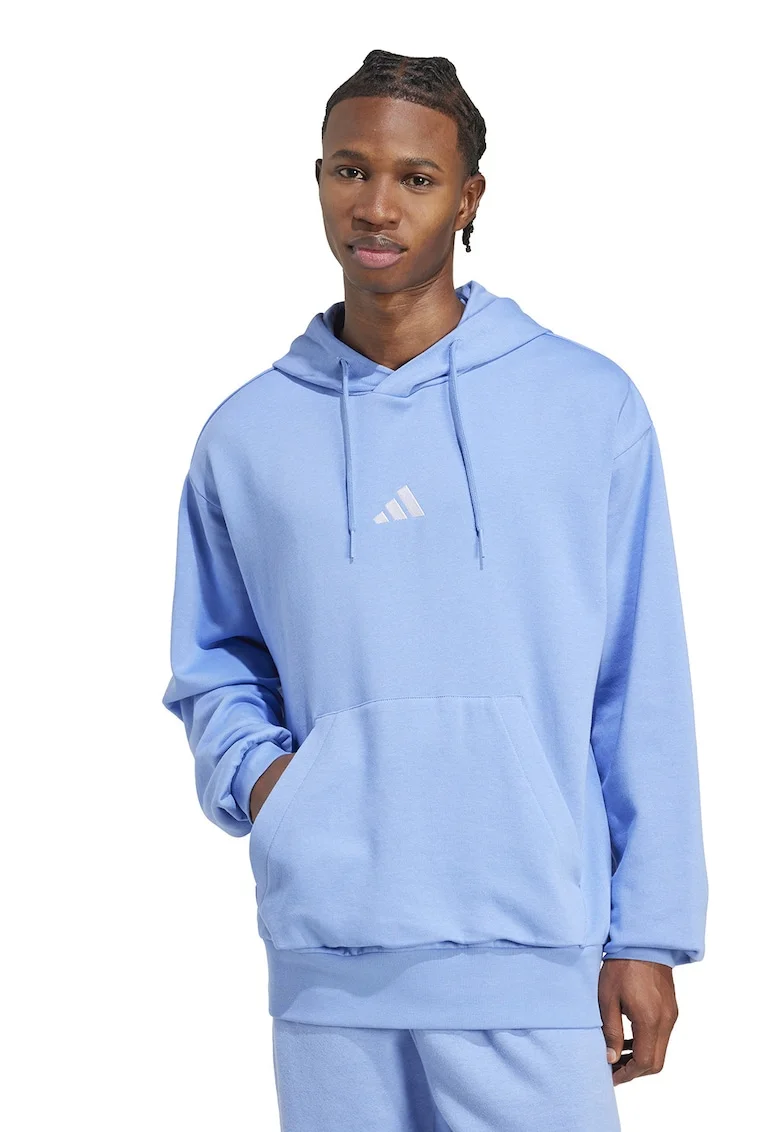 Hanorac regular fit cu buzunar kangaroo Feelcozy, Alb/Albastru azur