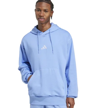 Hanorac regular fit cu buzunar kangaroo Feelcozy, Alb/Albastru azur