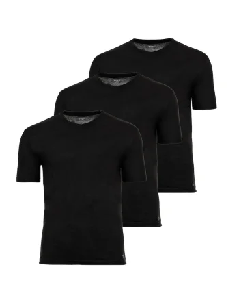 Set de tricouri uni cu decolteu la baza gatului - 3 piese, Negru