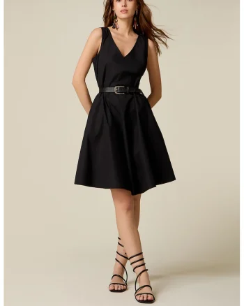 Rochie evazata cu decolteu in V, Negru