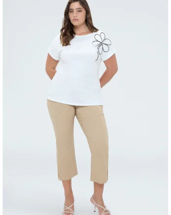 Tricou cu trifoi impletit, Alb optic