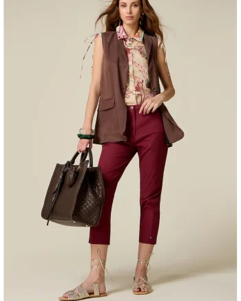 Pantaloni capri cu talie medie, Violet tyrian