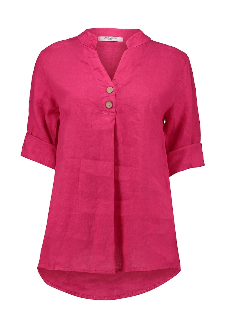 Bluza asimetrica din in, Roz zmeuriu