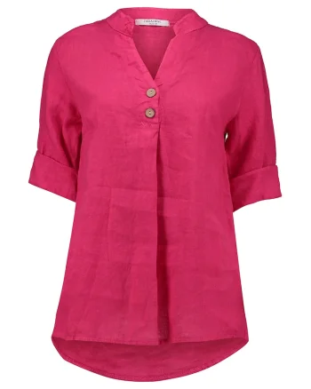 Bluza asimetrica din in, Roz zmeuriu