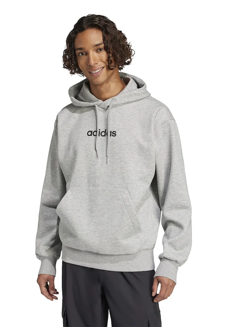 Hanorac din fleece cu logo, Gri deschis melange