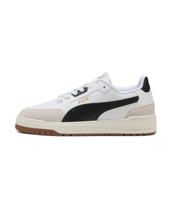 Pantofi sport Shuffle Dowtown cu detalii din piele intoarsa si model unisex, Alb/Negru/Grej