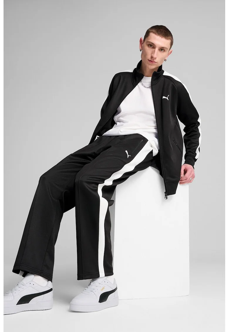 Bluza de trening regular-fit cu fermoar bidirectional T7 Always On, Alb/Negru