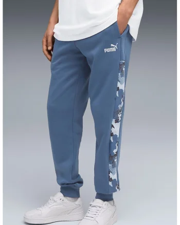 Pantaloni de trening din amestec de bumbac cu buzunare laterale, Albastru prafuit/Gri antracit