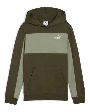 Hanorac cu buzunar kangaroo si model colorblock, Kaki inchis/Verde sparanghel
