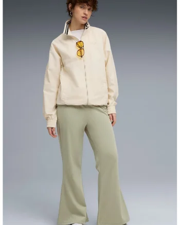 Pantaloni de trening evazati cu talie ajustabila ESS, Verde pal