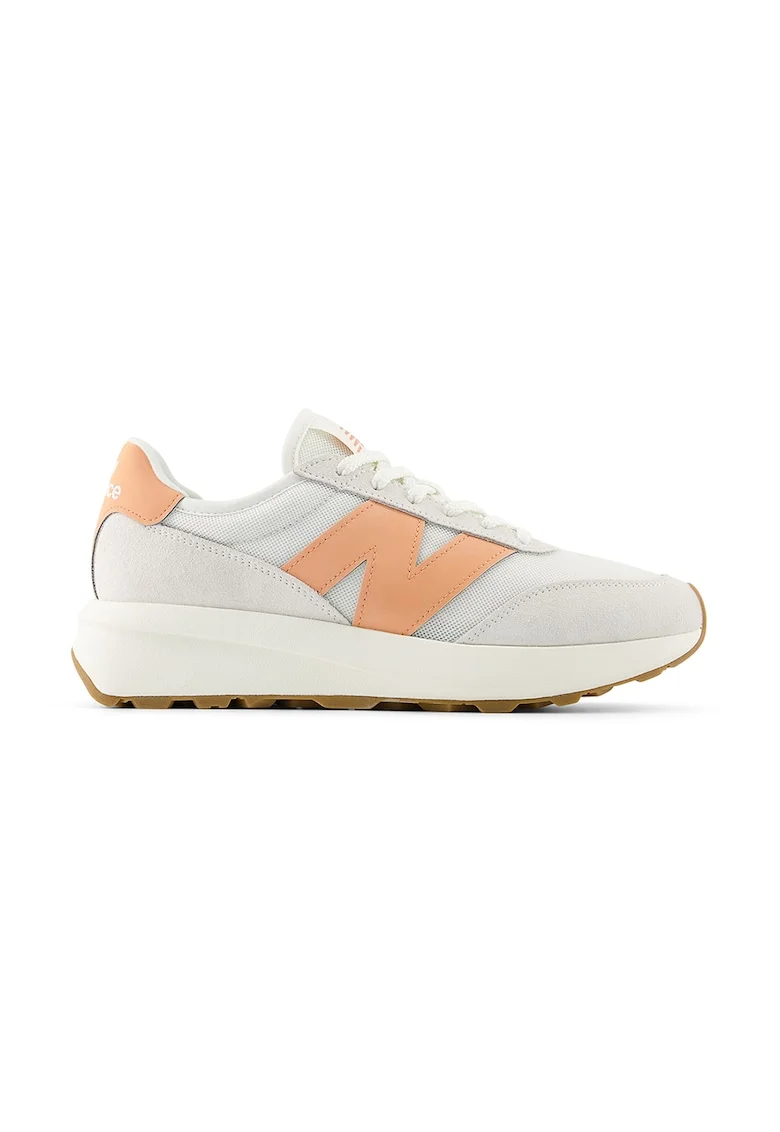 Pantofi sport 370 din piele intoarsa cu insertii din material sintetic, Portocaliu/Alb murdar