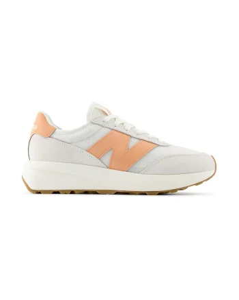 Pantofi sport 370 din piele intoarsa cu insertii din material sintetic, Portocaliu/Alb murdar