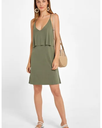 Rochie uni din amestec de modal, Verde sparanghel