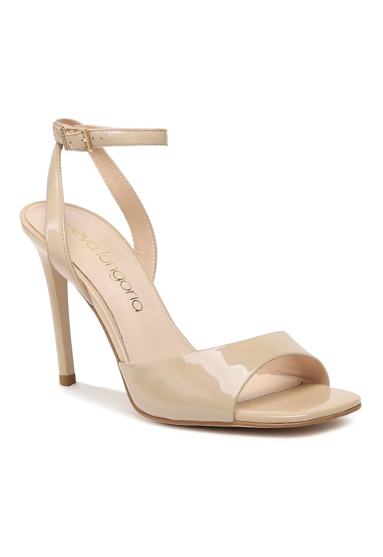 Sandale dama,  302095308, Piele naturala, Piele lacuita, Bej, Bej