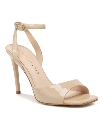 Sandale dama,  302095308, Piele naturala, Piele lacuita, Bej, Bej