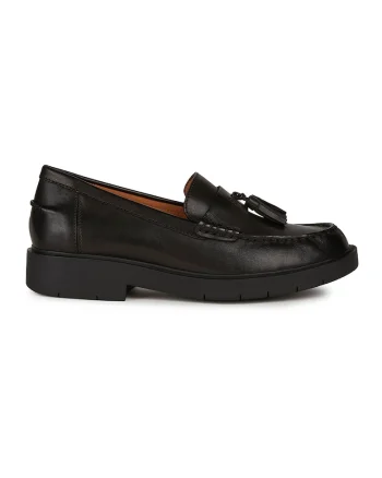 Pantofi loafer de piele cu franjuri, Negru