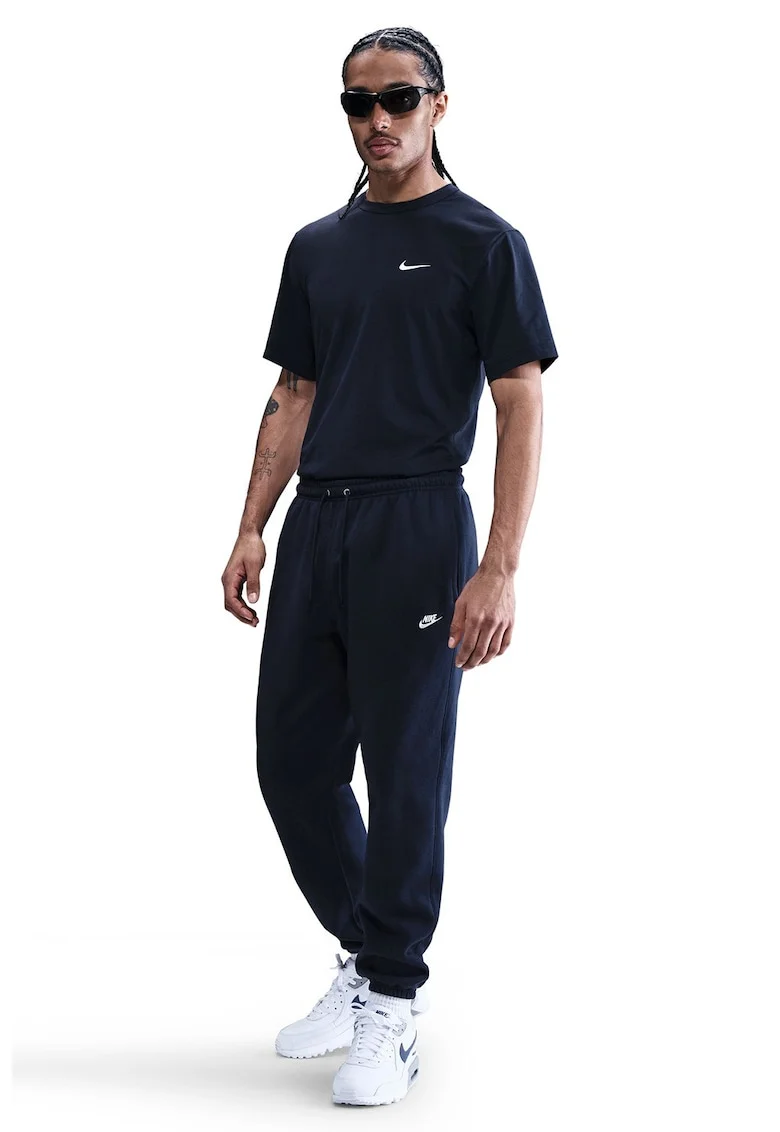 Pantaloni de trening cu buzunare laterale, snur, model uni, Bleumarin